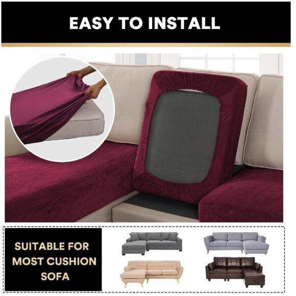 ADPON Velvet Sectional Couch Covers Sofa Chaise/Seat Cushion Slipcover L Shape S - Picture 6 of 6
